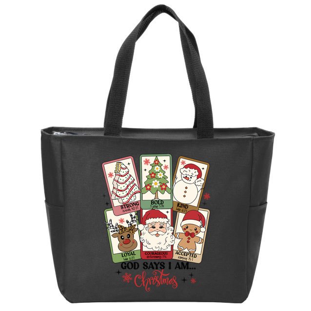 Retro Christmas God Says I Am Santa Claus Zip Tote Bag
