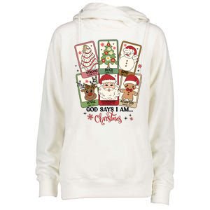 Retro Christmas God Says I Am Santa Claus Womens Funnel Neck Pullover Hood