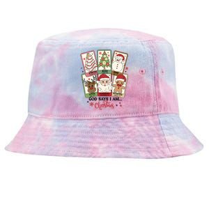 Retro Christmas God Says I Am Santa Claus Tie-Dyed Bucket Hat