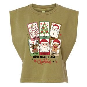 Retro Christmas God Says I Am Santa Claus Garment-Dyed Women's Muscle Tee