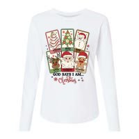 Retro Christmas God Says I Am Santa Claus Womens Cotton Relaxed Long Sleeve T-Shirt