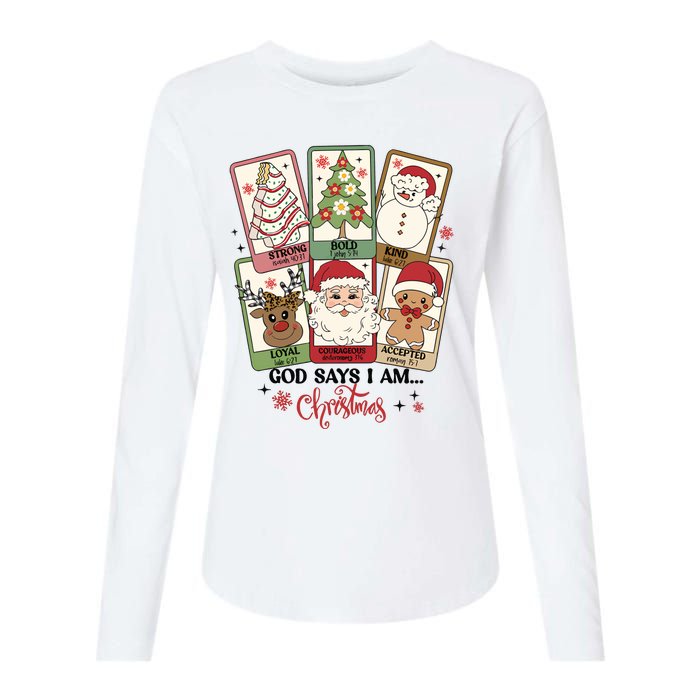 Retro Christmas God Says I Am Santa Claus Womens Cotton Relaxed Long Sleeve T-Shirt