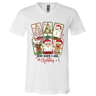 Retro Christmas God Says I Am Santa Claus V-Neck T-Shirt