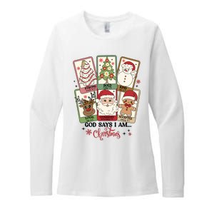 Retro Christmas God Says I Am Santa Claus Womens CVC Long Sleeve Shirt