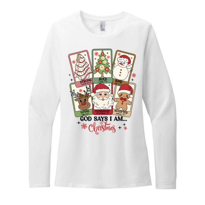 Retro Christmas God Says I Am Santa Claus Womens CVC Long Sleeve Shirt