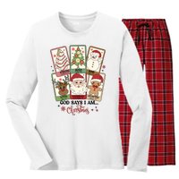 Retro Christmas God Says I Am Santa Claus Women's Long Sleeve Flannel Pajama Set 