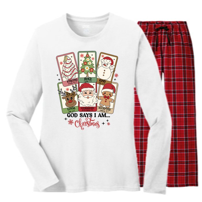 Retro Christmas God Says I Am Santa Claus Women's Long Sleeve Flannel Pajama Set 