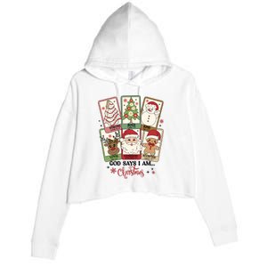 Retro Christmas God Says I Am Santa Claus Crop Fleece Hoodie