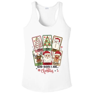 Retro Christmas God Says I Am Santa Claus Ladies PosiCharge Competitor Racerback Tank