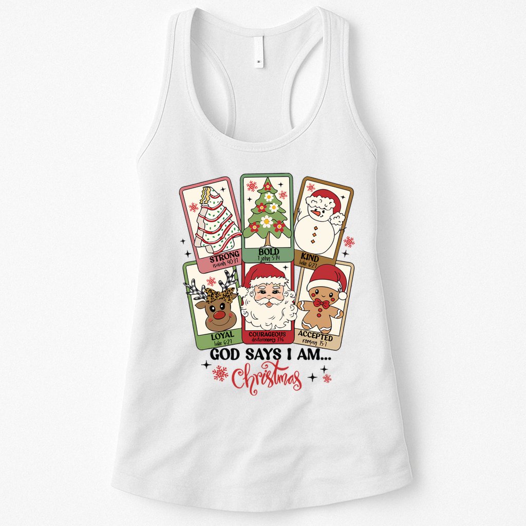 Retro Christmas God Says I Am Santa Claus Womens Tank Top
