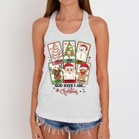 Retro Christmas God Says I Am Santa Claus Women's Knotted Racerback Tank