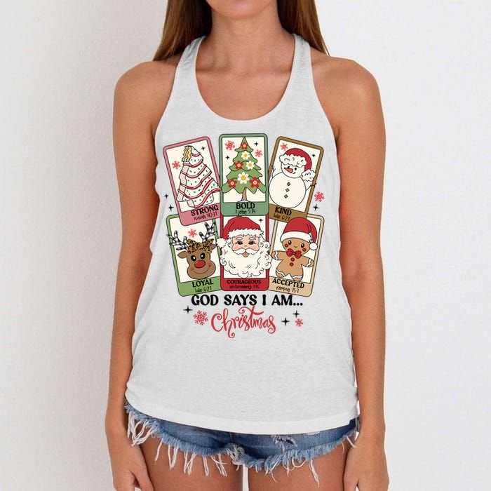 Retro Christmas God Says I Am Santa Claus Women's Knotted Racerback Tank