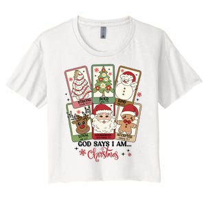 Retro Christmas God Says I Am Santa Claus Women's Crop Top Tee