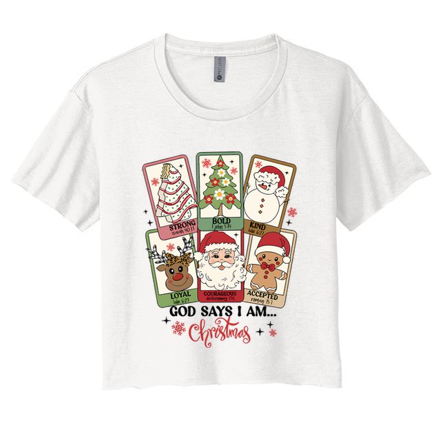 Retro Christmas God Says I Am Santa Claus Crop Top