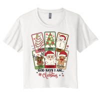 Retro Christmas God Says I Am Santa Claus Women's Crop Top Tee