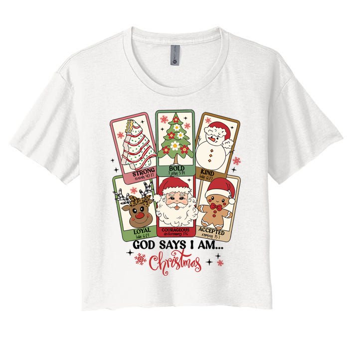 Retro Christmas God Says I Am Santa Claus Women's Crop Top Tee