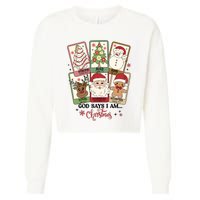 Retro Christmas God Says I Am Santa Claus Cropped Pullover Crew