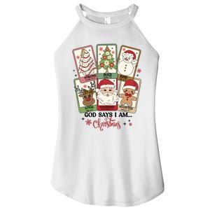 Retro Christmas God Says I Am Santa Claus Women's Perfect Tri Rocker Tank