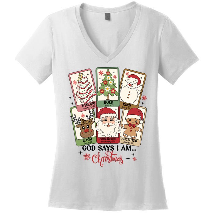 Retro Christmas God Says I Am Santa Claus Women's V-Neck T-Shirt