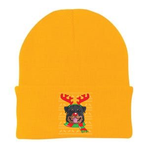 Rottweiler Cute Gift Reindeer Christmas Gift Top Knit Cap Winter Beanie