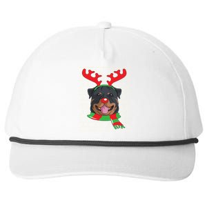 Rottweiler Cute Gift Reindeer Christmas Gift Top Snapback Five-Panel Rope Hat