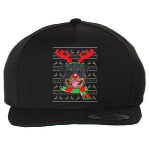 Rottweiler Cute Gift Reindeer Christmas Gift Top Wool Snapback Cap