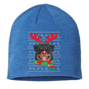 Rottweiler Cute Gift Reindeer Christmas Gift Top Sustainable Beanie