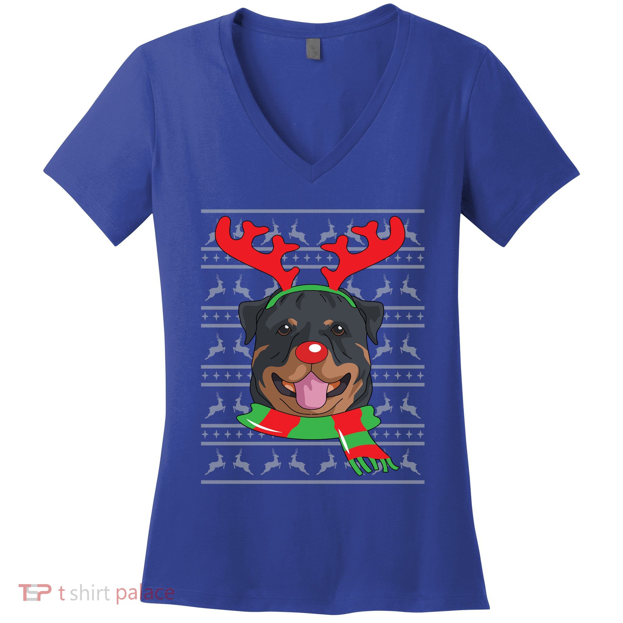Rottweiler Cute Gift Reindeer Christmas Gift Top Women's V-Neck T-Shirt