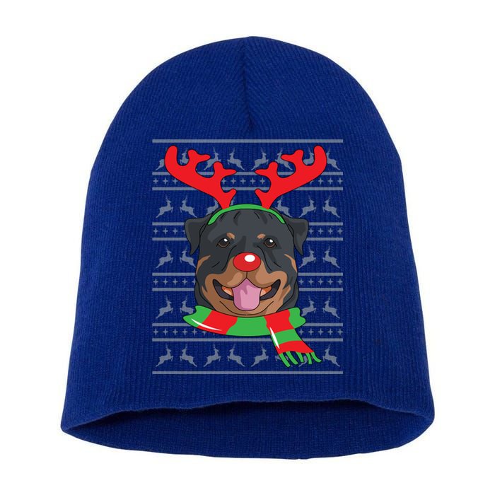 Rottweiler Cute Gift Reindeer Christmas Gift Top Short Acrylic Beanie