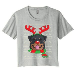 Rottweiler Cute Gift Reindeer Christmas Gift Top Women's Crop Top Tee