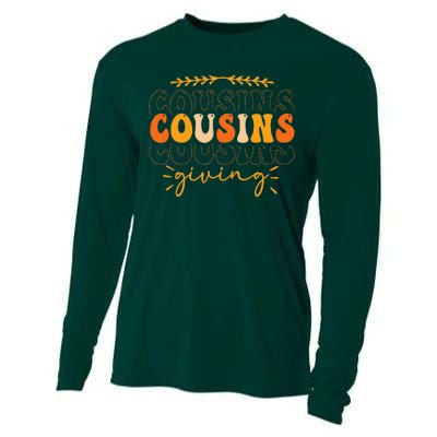 Retro Cousins Giving  Thanksgiving Cousins Matching  Cooling Performance Long Sleeve Crew