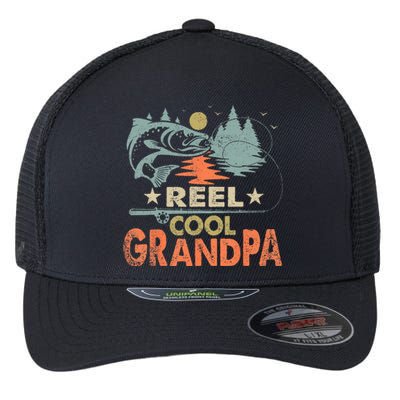 Reel Cool Grandpa Fishing Lover Vintage Father's Day Flexfit Unipanel Trucker Cap