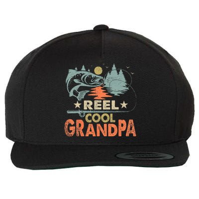 Reel Cool Grandpa Fishing Lover Vintage Father's Day Wool Snapback Cap