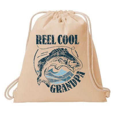 Reel Cool Grandpa Fishing Dad Father's Day Fisherman Drawstring Bag