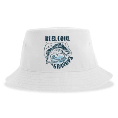 Reel Cool Grandpa Fishing Dad Father's Day Fisherman Sustainable Bucket Hat