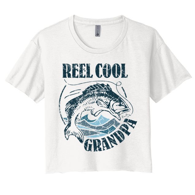 Reel Cool Grandpa Fishing Dad Father's Day Fisherman Crop Top