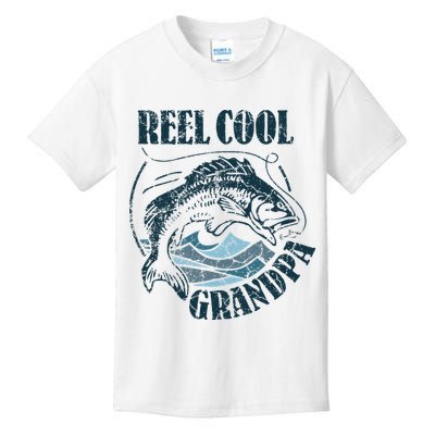 Reel Cool Grandpa Fishing Dad Father's Day Fisherman Kids T-Shirt