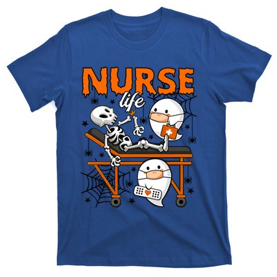 Retro Cute Ghost Boo Nurse Life Skeleton Halloween Costume Gift T-Shirt