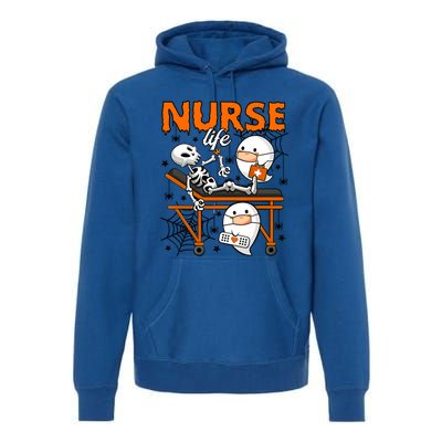 Retro Cute Ghost Boo Nurse Life Skeleton Halloween Costume Gift Premium Hoodie