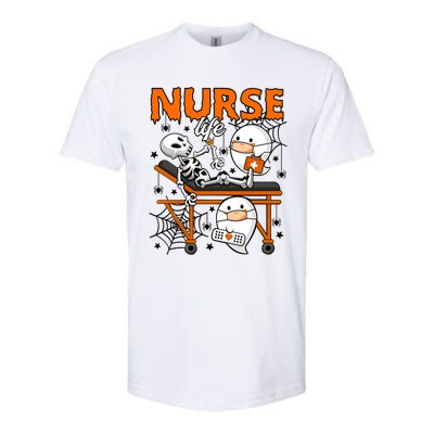 Retro Cute Ghost Boo Nurse Life Skeleton Halloween Costume Gift Softstyle® CVC T-Shirt