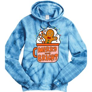 Retro Christmas Gingerbread Merry And Bright Christmas Tie Dye Hoodie