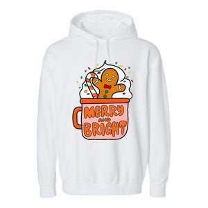 Retro Christmas Gingerbread Merry And Bright Christmas Garment-Dyed Fleece Hoodie