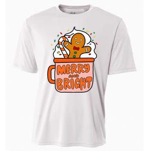 Retro Christmas Gingerbread Merry And Bright Christmas Cooling Performance Crew T-Shirt