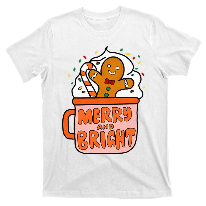 Retro Christmas Gingerbread Merry And Bright Christmas T-Shirt