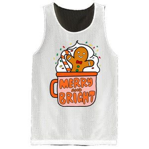 Retro Christmas Gingerbread Merry And Bright Christmas Mesh Reversible Basketball Jersey Tank