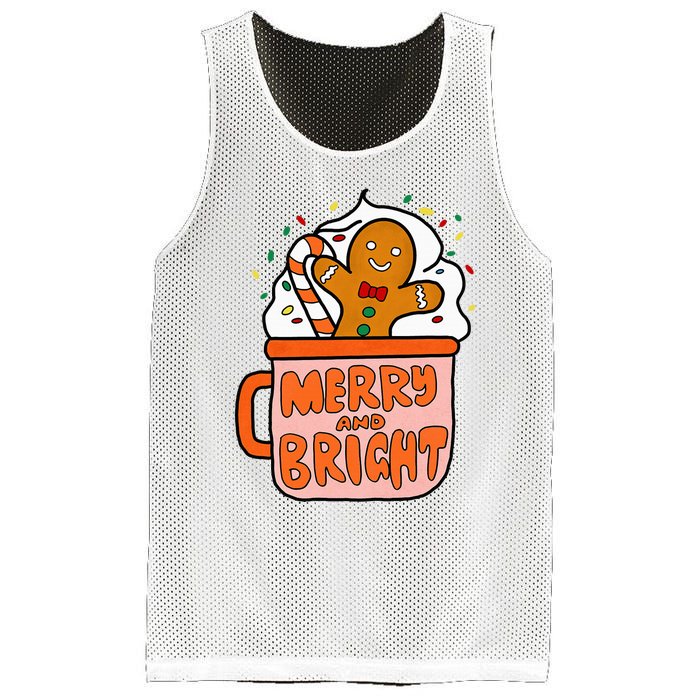 Retro Christmas Gingerbread Merry And Bright Christmas Mesh Reversible Basketball Jersey Tank