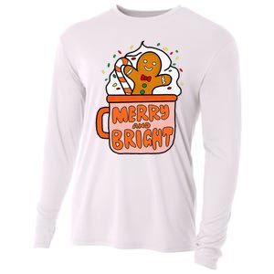 Retro Christmas Gingerbread Merry And Bright Christmas Cooling Performance Long Sleeve Crew