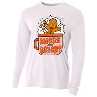 Retro Christmas Gingerbread Merry And Bright Christmas Cooling Performance Long Sleeve Crew