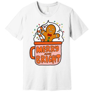 Retro Christmas Gingerbread Merry And Bright Christmas Premium T-Shirt