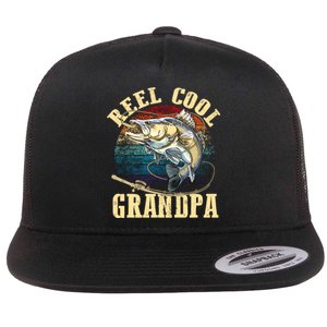 Reel Cool Grandpa Funny Fishing Fathers Day Flat Bill Trucker Hat